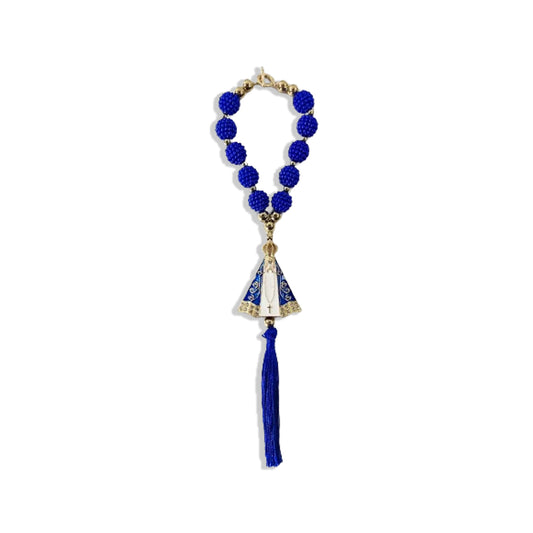 DEZENA PARA CARRO NOSSA SENHORA APARECIDA AMORA AZUL 14MM (3 UNIDADES)