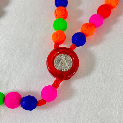 TERÇO CONTA DE ROSAS COLORIDAS 8MM (6 UNIDADES)