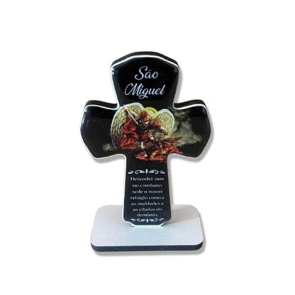 IMAGEM DE MESA MDF CRUZ RESINADA SÃO MIGUEL ARCANJO (1 UNIDADE)