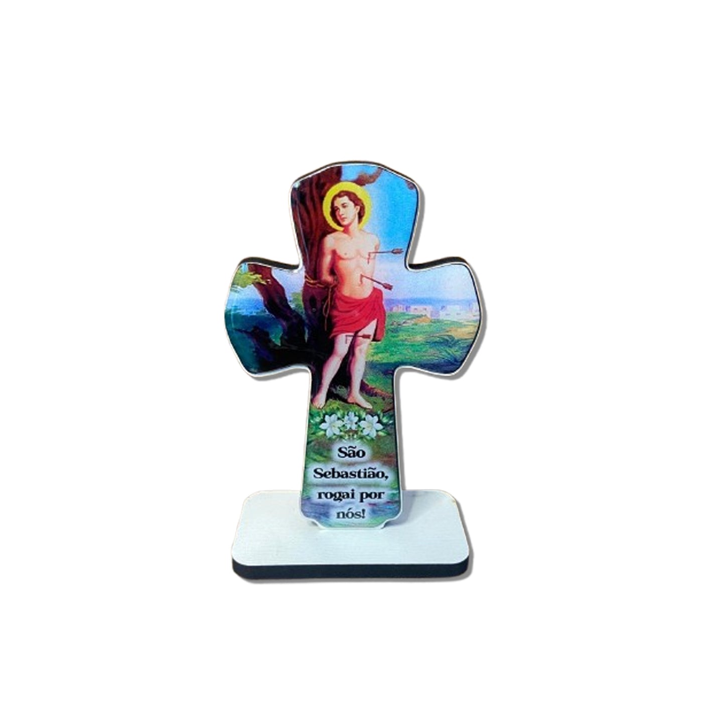 IMAGEM DE MESA MDF CRUZ RESINADA SÃO SEBASTIÃO (1 UNIDADE)