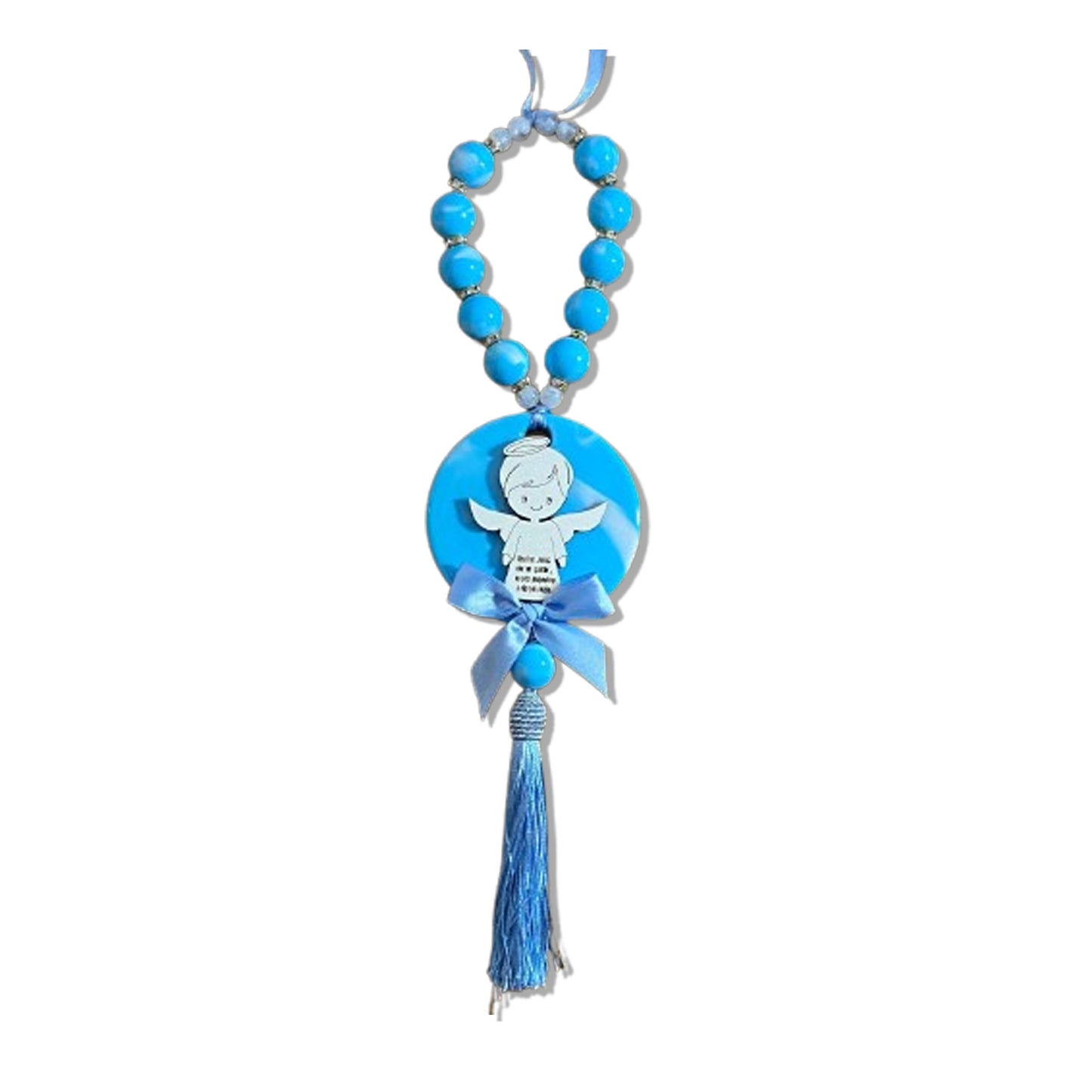DEZENA PÉROLA MEDALHÃO DE RESINA ANJINHO AZUL 15MM (1 UNIDADE)