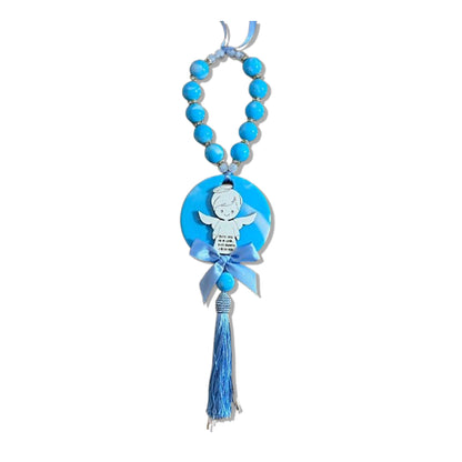 DEZENA PÉROLA MEDALHÃO DE RESINA ANJINHO AZUL 15MM (1 UNIDADE)