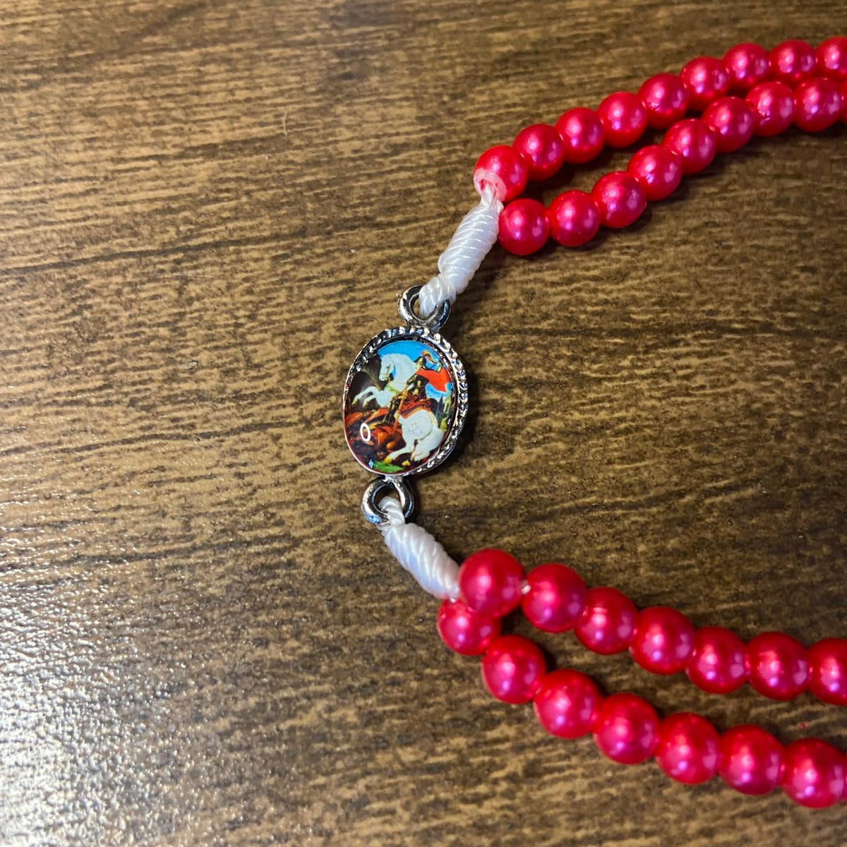 TERÇO PULSEIRA PÉROLA VERMELHA SÃO JORGE (6 UNIDADES)