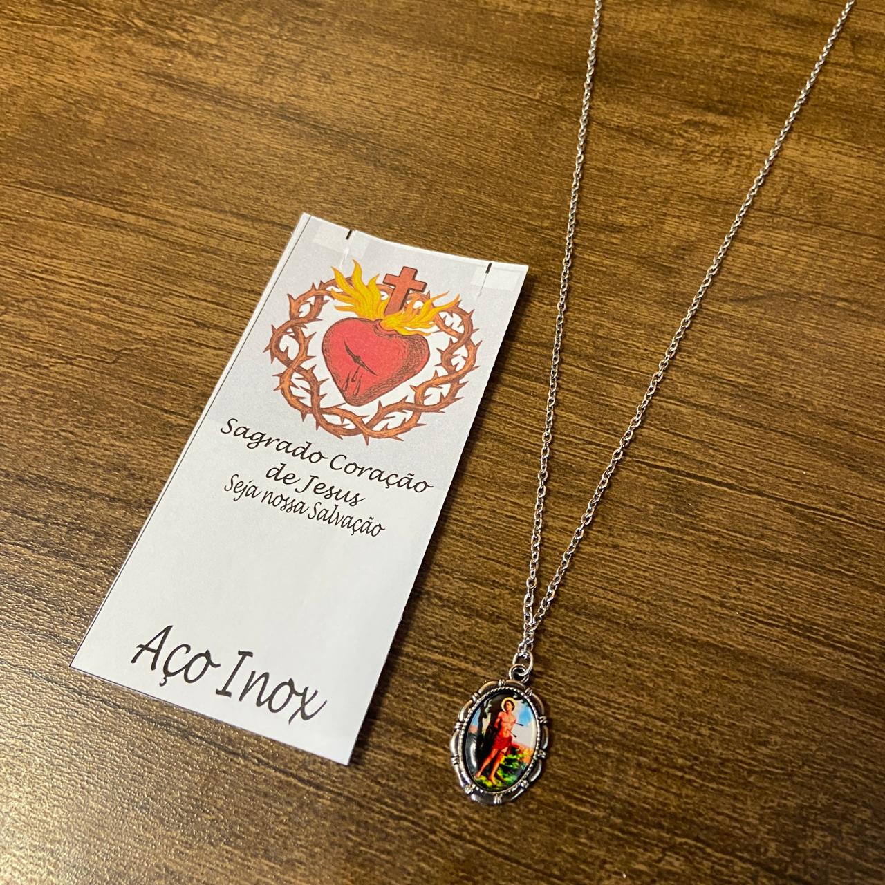 CORRENTE INOX COM MEDALHA RESINADA SÃO SEBASTIÃO   (3 UNIDADES)