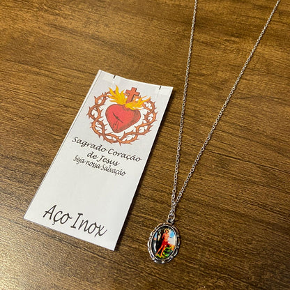 CORRENTE INOX COM MEDALHA RESINADA SÃO SEBASTIÃO   (3 UNIDADES)