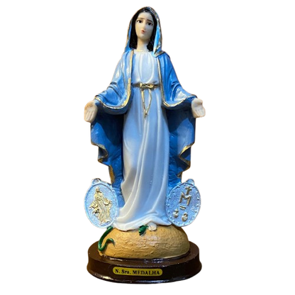 IMAGEM DE RESINA NACIONAL NOSSA SENHORA DAS GRAÇAS MEDALHA MILAGROSA 20CM (1 UNIDADE)