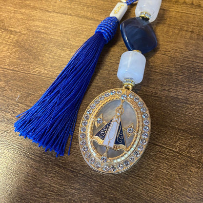 CHAVEIRO DE PEDRARIAS NOSSA SENHORA APARECIDA COM STRASS MOD3 (1 UNIDADE)