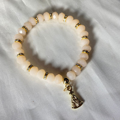 PULSEIRA CRISTAL CREME NOSSA SENHORA APARECIDA  (06 UNIDADES)