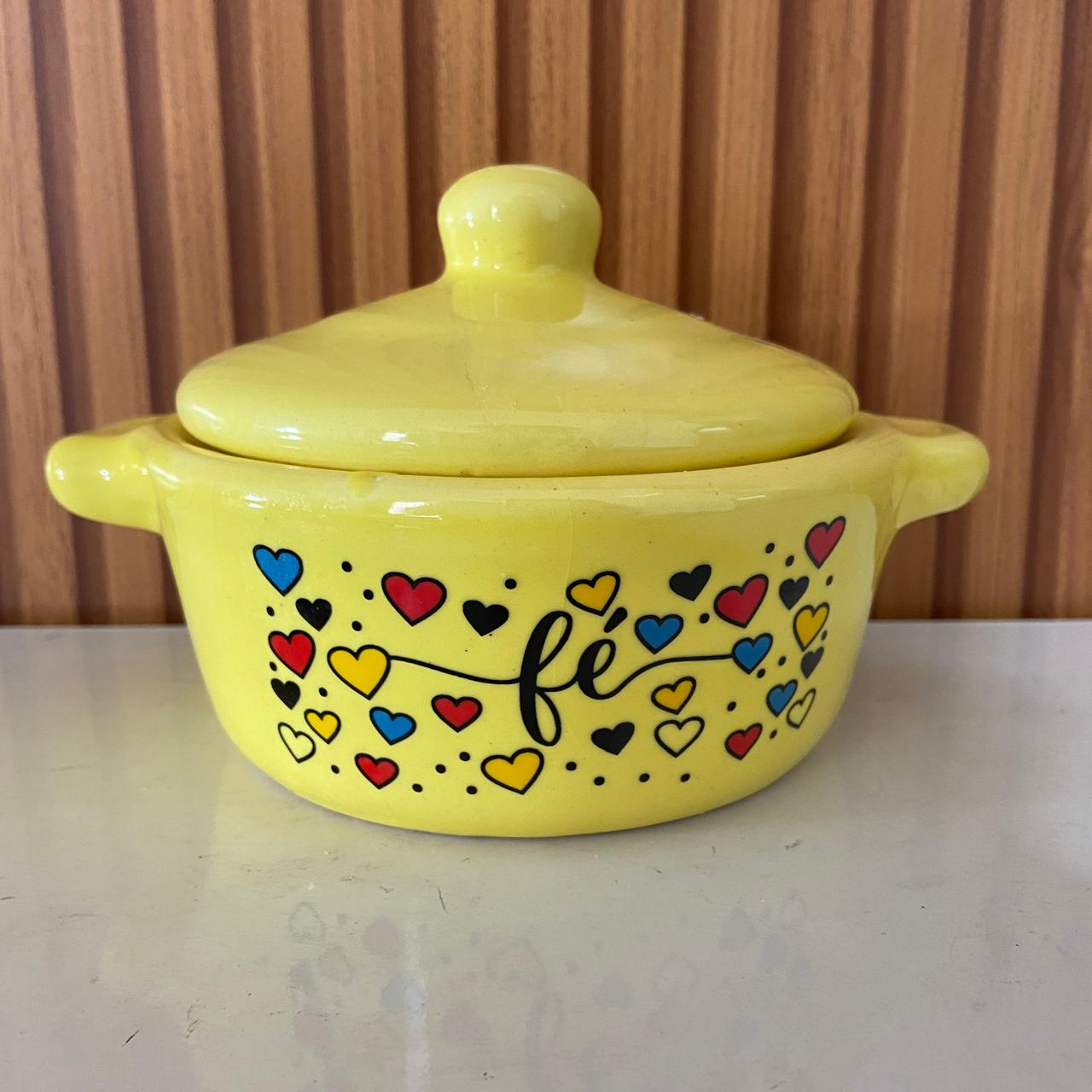 PANELINHA DE PORCELANA AMARELA FÉ (1 UNIDADE)