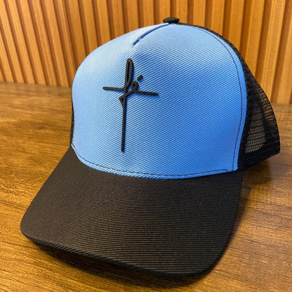 BONÉ FÉ AZUL CLARO E PRETO  (1 UNIDADES)