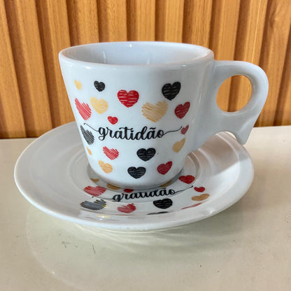 XÍCARA COM PIRES GRATIDÃO 200ML  (1 UNIDADE)