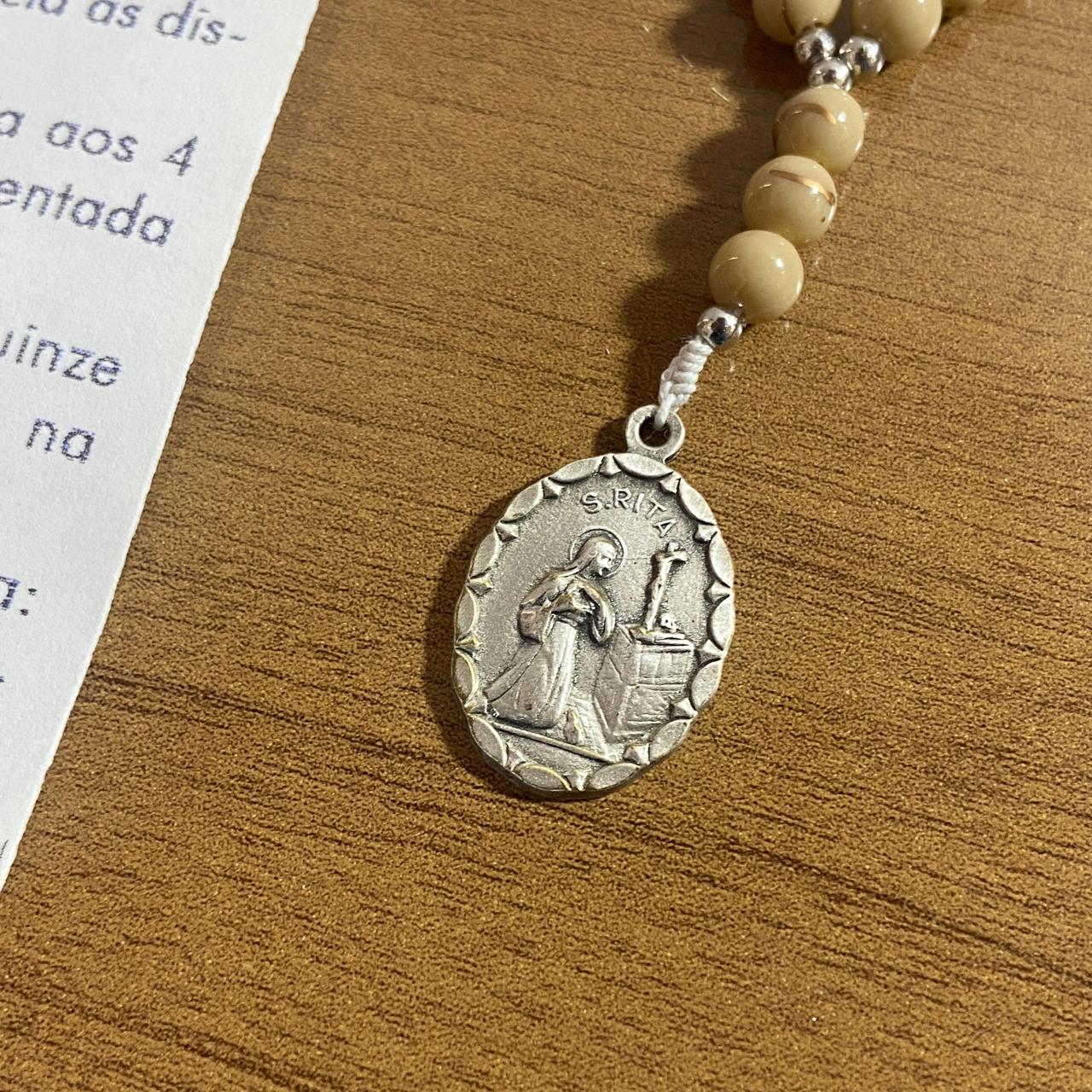 COROA DE SANTA RITA COM MEDALHA ITALIANA  6MM (3 UNIDADES)