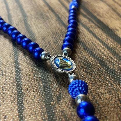 ROSÁRIO PÉROLA AZUL NOSSA SENHORA APARECIDA 8MM (1 UNIDADE)