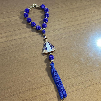 DEZENA PARA CARRO NOSSA SENHORA APARECIDA AMORA AZUL MOD3 14MM (3 UNIDADES)