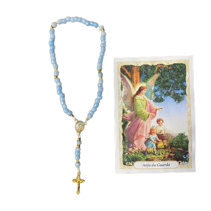TERÇO MIÇANGA ANJO DA GUARDA AZUL 4MM (1UNIDADE)