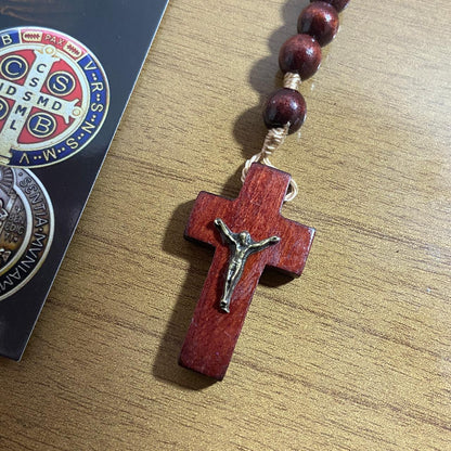 TERÇO DE MADEIRA SÃO BENTO 8MM MOD2 (3 UNIDADES)