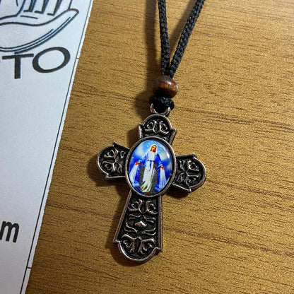 CORDÃO COM CRUZ RESINADA NOSSA SENHORA DAS GRAÇAS ( 3 UNIDADES)