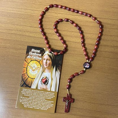 TERÇO DE MADEIRA NOSSA SENHORA DE FÁTIMA MOD4 8MM (3 UNIDADES)