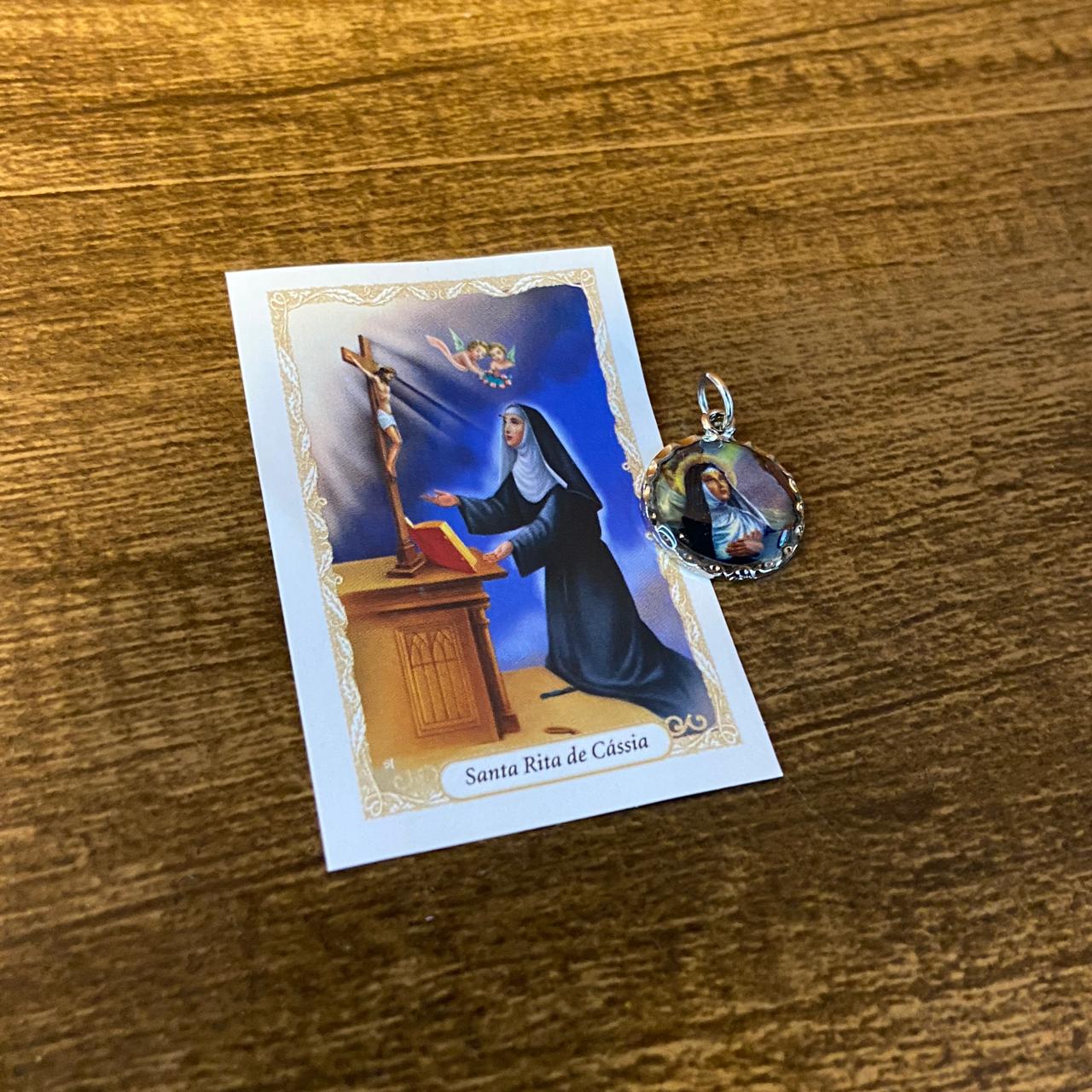 MEDALHA NÍQUEL RESINADA SANTA RITA (6 UNIDADE)