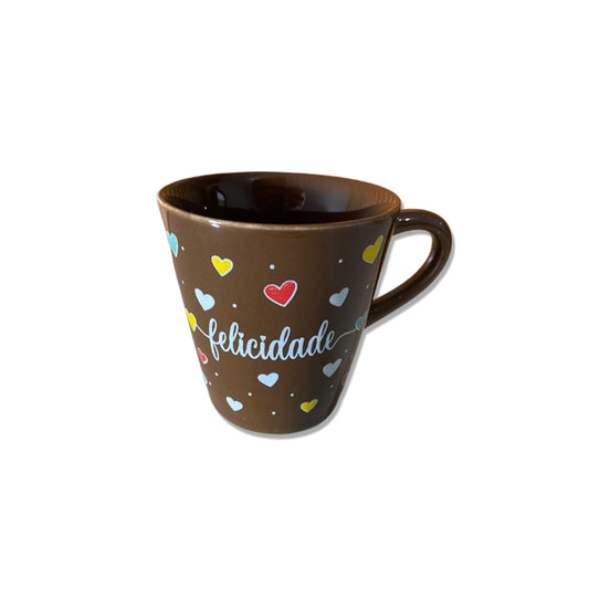 XÍCARA MARROM FELICIDADE 120ML (1 UNIDADE)