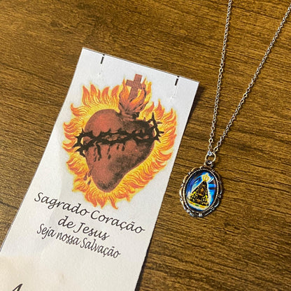 CORRENTE INOX COM MEDALHA RESINADA NOSSA SENHORA APARECIDA (3 UNIDADES)