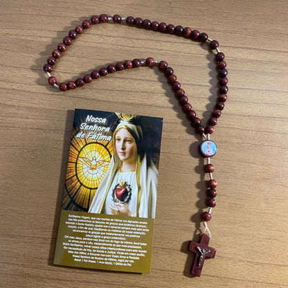 TERÇO DE MADEIRA NOSSA SENHORA DE FÁTIMA MOD2 8MM (3 UNIDADES)