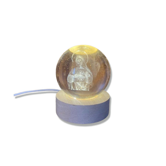 LUMINÁRIA LED BOLA DE VIDRO IMACULADO CORAÇÃO DE MARIA (1 UNIDADE)