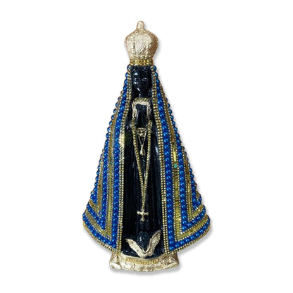 IMAGEM DE GESSO NOSSA SENHORA APARECIDA COM MANTO ESPELHADO 34CM (1 UNIDADE)