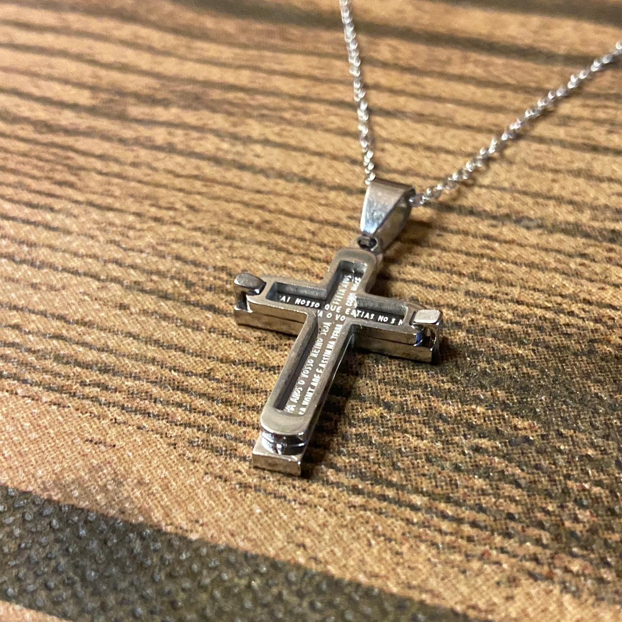 CORRENTE AÇO INOX CRUCIFIXO PAI NOSSO MOD5  (1 UNIDADES)