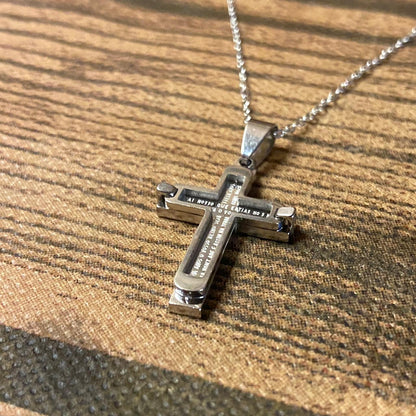 CORRENTE AÇO INOX CRUCIFIXO PAI NOSSO MOD5  (1 UNIDADES)