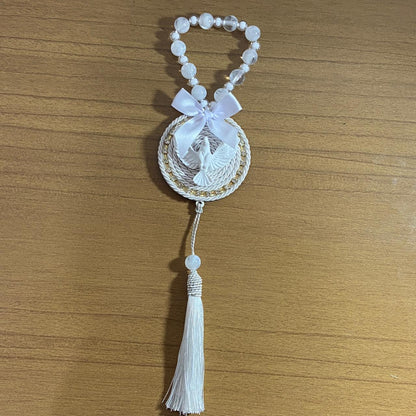 DEZENA PÉROLA MEDALHÃO DIVINO ESPÍRITO SANTO DE RESINA 12MM (1 UNIDADE)