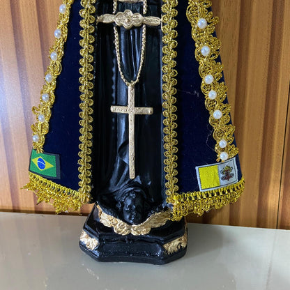 IMAGEM DE GESSO NOSSA SENHORA APARECIDA COM MANTO  31CM  (1 UNIDADE)