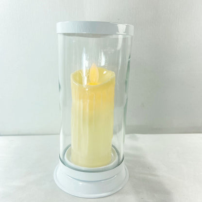 PORTA VELA DE VIDRO G BRANCO 18CM (1 UNIDADE)