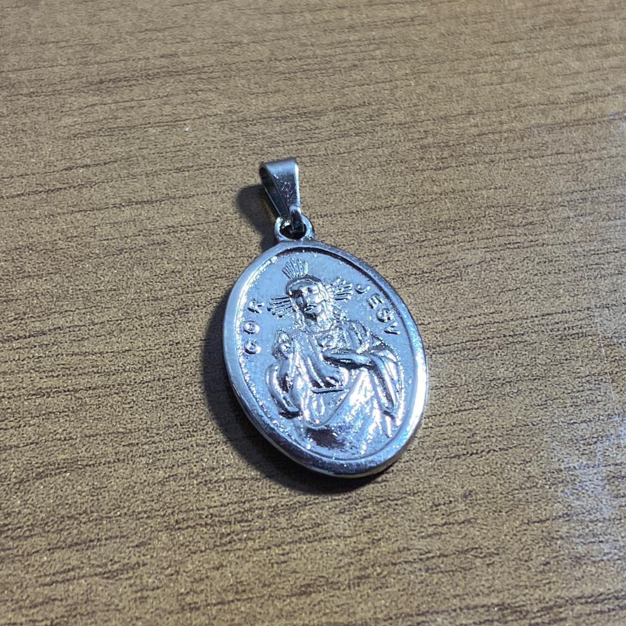 MEDALHA ITALIANA SAGRADO CORAÇÃO DE JESUS  E NOSSA SENHORA DO CARMO (6 UNIDADES)