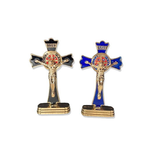 CRUCIFIXO PARA CARRO MEDALHA SÃO BENTO CORES SORTIDAS (6 UNIDADES)