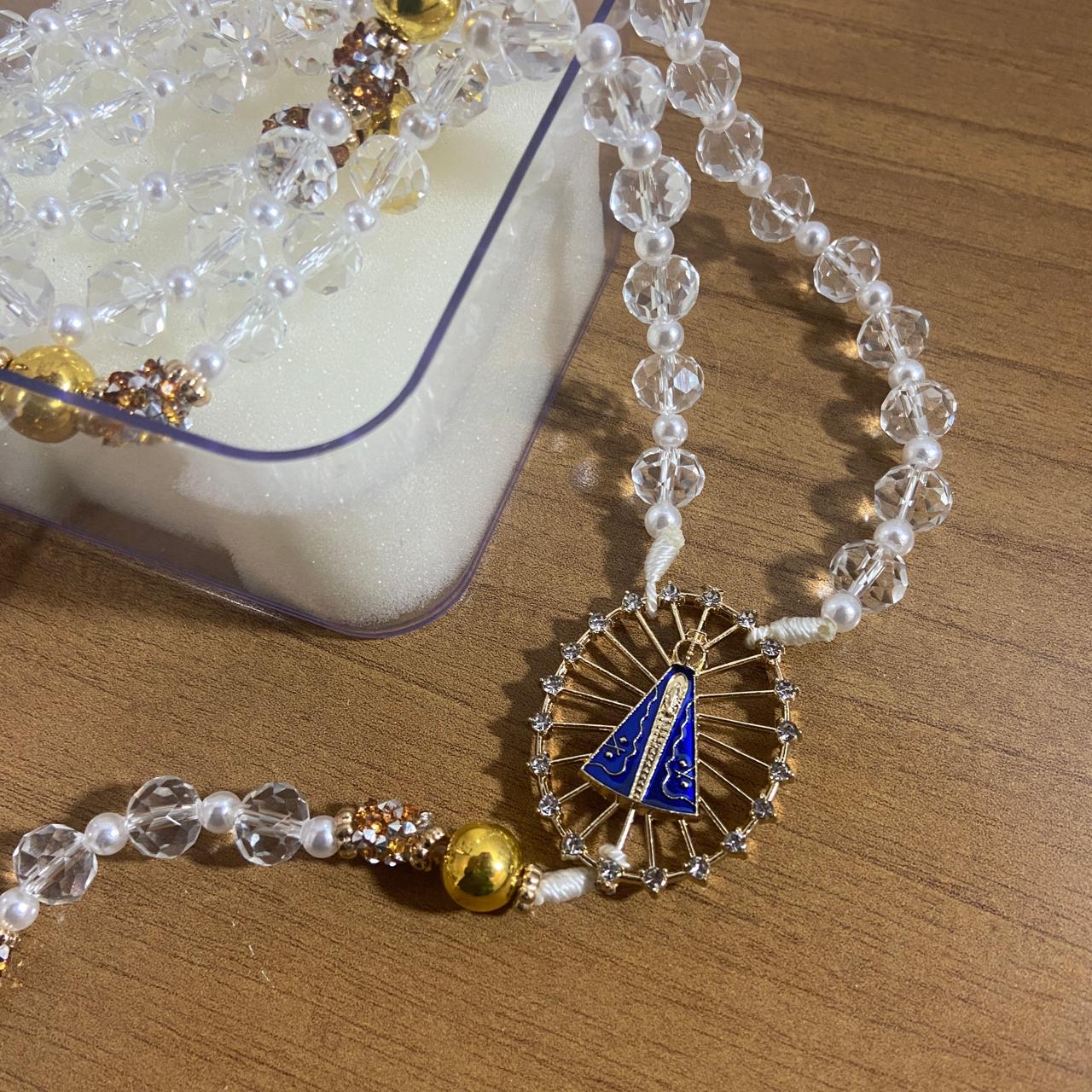 TERÇO DE NOIVA CRISTAL NOSSA SENHORA APARECIDA MOD4 10MM (1 UNIDADE)