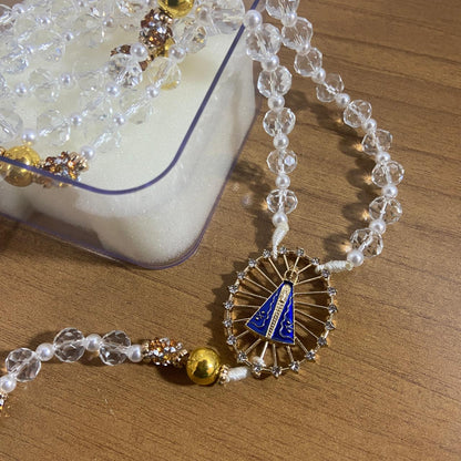 TERÇO DE NOIVA CRISTAL NOSSA SENHORA APARECIDA MOD4 10MM (1 UNIDADE)