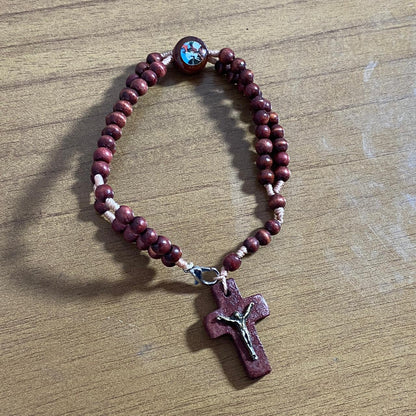 TERÇO PULSEIRA MADEIRA SÃO JORGE (12 UNIDADES)