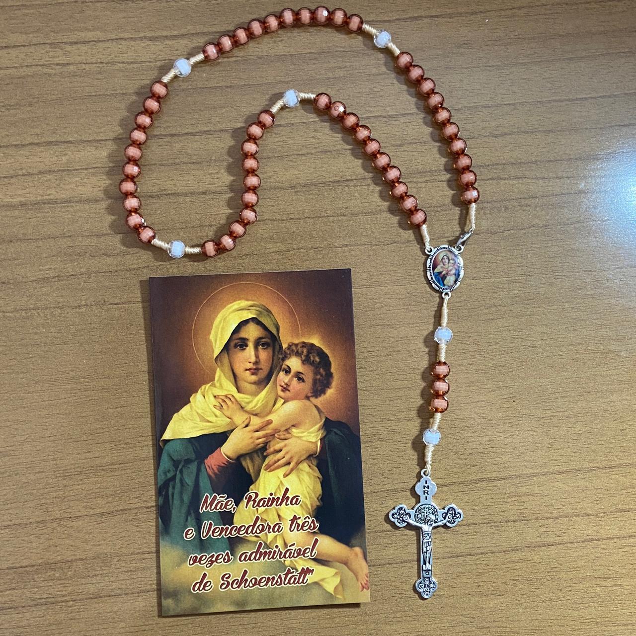 TERÇO ACRÍLICO VINHO COM FECHO MÃE RAINHA 08MM (1 UNIDADE)