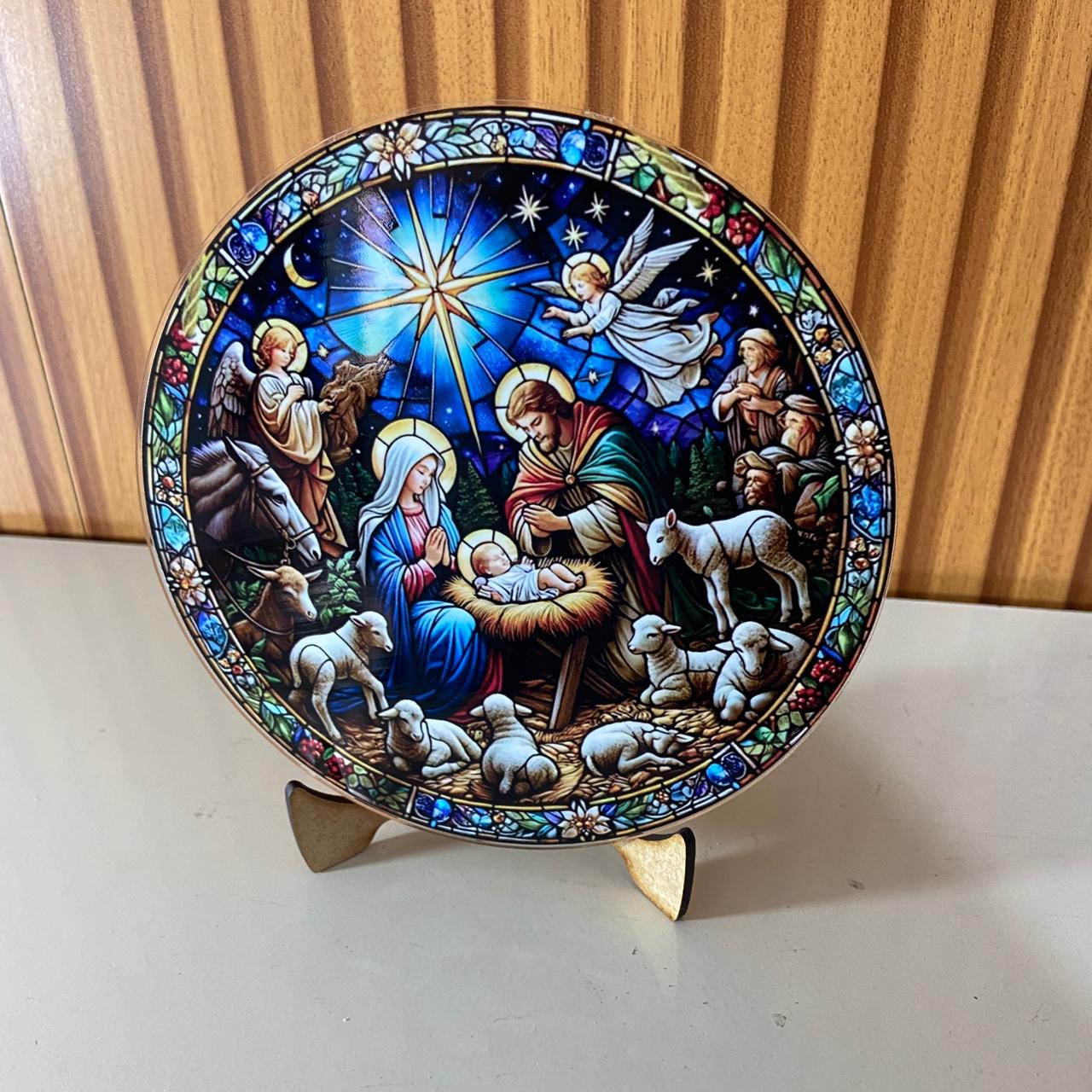 ADORNO DE MESA ACRÍLICO RESINADO PRESÉPIO MOD3 15CM (1 UNIDADE)