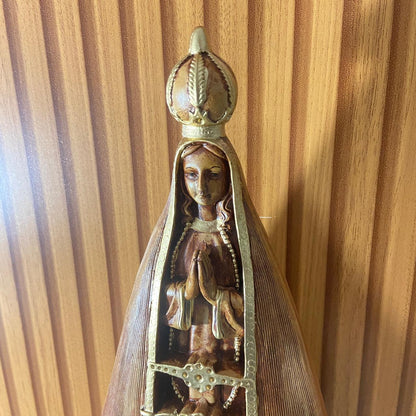 IMAGEM DE GESSO NOSSA SENHORA APARECIDA MARROM E DOURADO 31CM (1 UNIDADE)