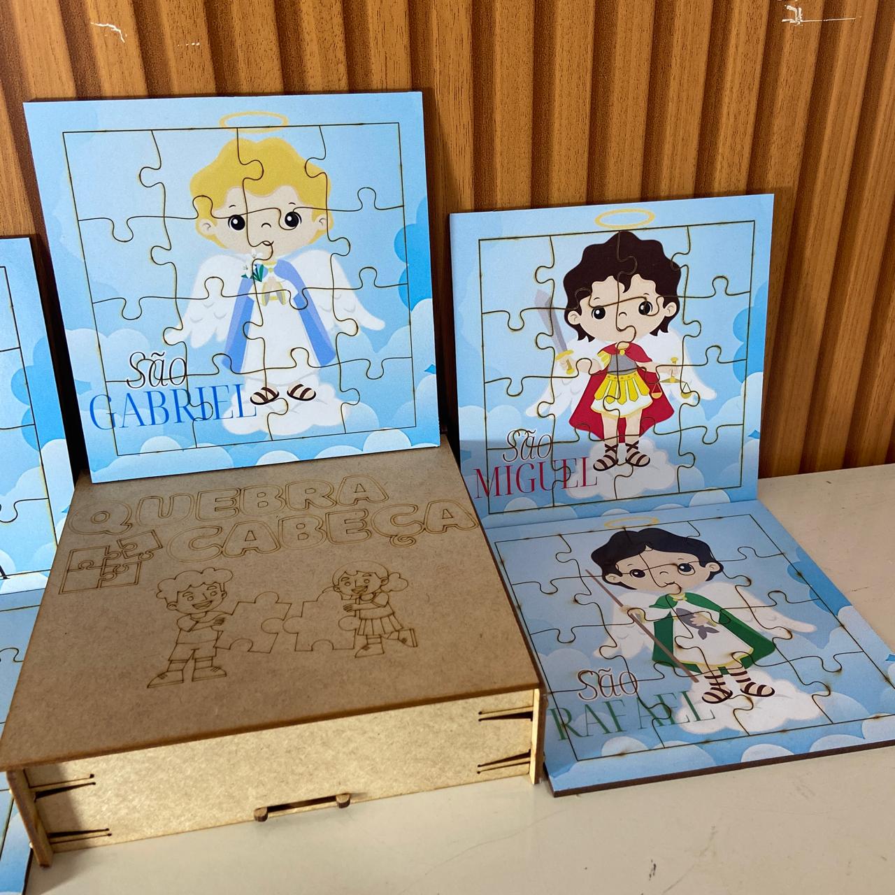 KIT QUEBRA CABEÇA INFANTIL MDF SANTOS SORTIDOS MOD2 (5 UNIDADE)
