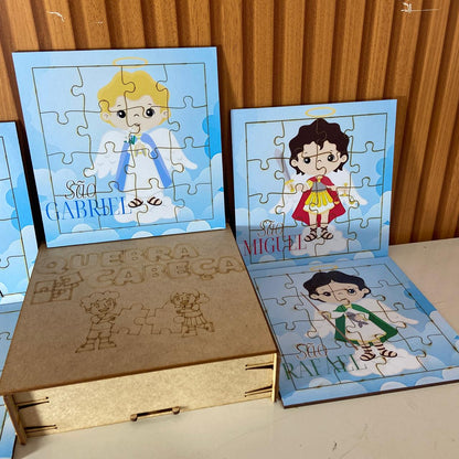 KIT QUEBRA CABEÇA INFANTIL MDF SANTOS SORTIDOS MOD2 (5 UNIDADE)