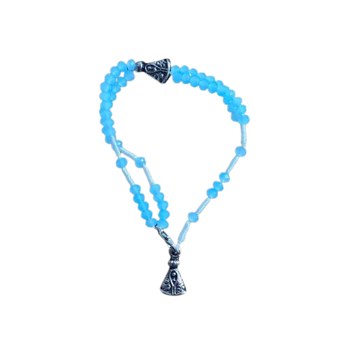 TERÇO PULSEIRA CRISTAL NOSSA SENHORA APARECIDA AZUL BEBÊ  (3 UNIDADES)
