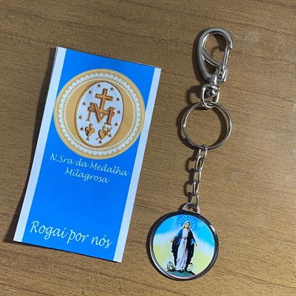 CHAVEIRO METAL DUPLA FACE COM MOSQUETE NOSSA SENHORA DAS GRAÇAS (6 UNIDADES)