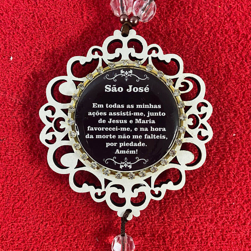 MEDALHÃO DE PORTA RESINADO COM STRASS SÃO JOSÉ (1 UNIDADE)