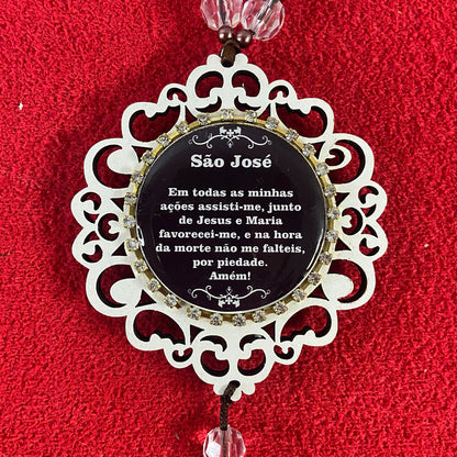 MEDALHÃO DE PORTA RESINADO COM STRASS SÃO JOSÉ (1 UNIDADE)