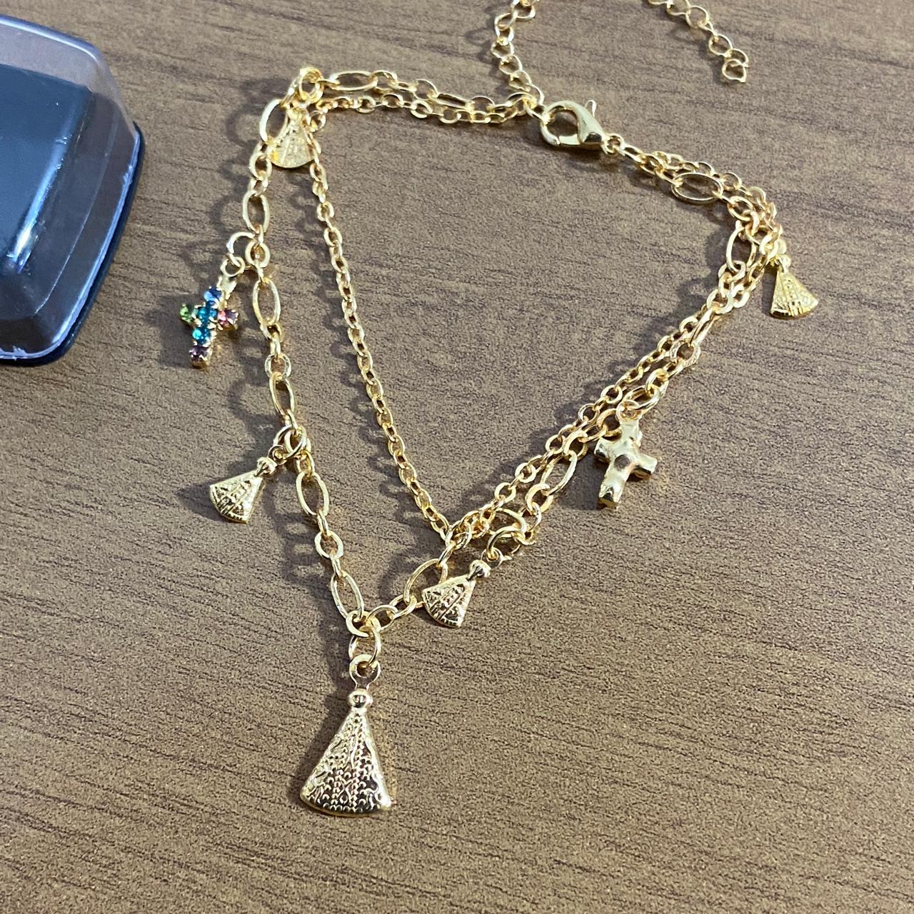 PULSEIRA DOURADA NOSSA SENHORA APARECIDA MOD3 (3 UNIDADES)