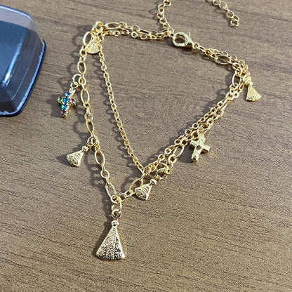 PULSEIRA DOURADA NOSSA SENHORA APARECIDA MOD3 (3 UNIDADES)