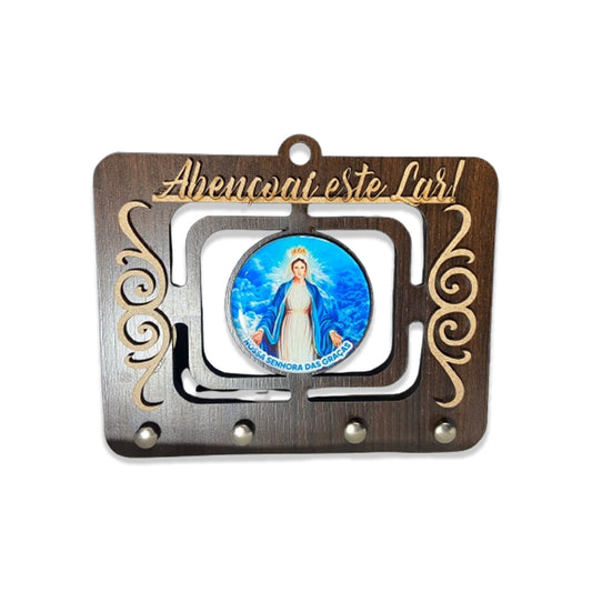 PORTA CHAVE VAZADO RESINADO NOSSA SENHORA DAS GRAÇAS 14CM MOD2 (1 UNIDADE)